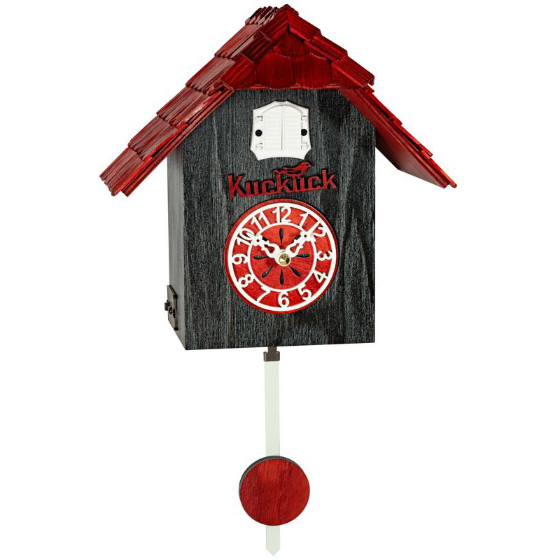 horloge coucou moderne Kuckuck noir et toit rouge