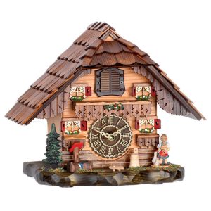 coucou de table chalet avec fillette et oies