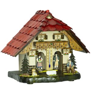 chalet météo pittoresque avec toit rouge