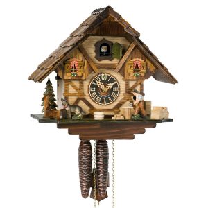 coucou hoenes avec bûcheron animé et son chien